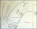 Dresden-Löbtau, Lage des Weißeritz Floß Holzhofes zwischen Weißeritz, Pulvermühlengelände und Kanonenbohrwerk, um 1857, Aquarell aus der Canzler – Chronik, Museen der Stadt Dresden, Städtische Galerie Dresden