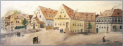 Hof- und Bäckermühle A. Beisert um 1875, links ehem. Mühlenvogtei mit „Restaurant zum Mühlhof“, anschl. Bäckermühle und Mühlgraben, rechts Hofmühle, Zeichnung aus der Bienertsammlung, Kupferstichkabinett